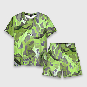 Мужской костюм с шортами 3D с принтом Green breeze в Новосибирске,  |  | art | camouflage | colors | gray | green | military | pattern | soldier | war | военный | зеленый | камуфляж | маскировка | паттерн | серый | солдат | узор