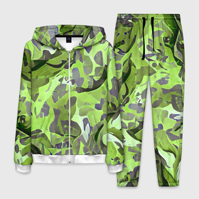 Мужской костюм 3D с принтом Green breeze в Екатеринбурге, 100% полиэстер | Манжеты и пояс оформлены тканевой резинкой, двухслойный капюшон со шнурком для регулировки, карманы спереди | Тематика изображения на принте: art | camouflage | colors | gray | green | military | pattern | soldier | war | военный | зеленый | камуфляж | маскировка | паттерн | серый | солдат | узор