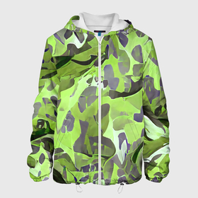 Мужская куртка 3D с принтом Green breeze в Белгороде, ткань верха — 100% полиэстер, подклад — флис | прямой крой, подол и капюшон оформлены резинкой с фиксаторами, два кармана без застежек по бокам, один большой потайной карман на груди. Карман на груди застегивается на липучку | art | camouflage | colors | gray | green | military | pattern | soldier | war | военный | зеленый | камуфляж | маскировка | паттерн | серый | солдат | узор
