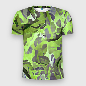 Мужская футболка 3D Slim с принтом Green breeze в Кировске, 100% полиэстер с улучшенными характеристиками | приталенный силуэт, круглая горловина, широкие плечи, сужается к линии бедра | art | camouflage | colors | gray | green | military | pattern | soldier | war | военный | зеленый | камуфляж | маскировка | паттерн | серый | солдат | узор