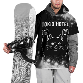 Накидка на куртку 3D с принтом Tokio Hotel   Rock Cat в Тюмени, 100% полиэстер |  | Тематика изображения на принте: band | hotel | metal | paint | rock | tokio | tokio hotel | брызги | группа | кот | краска | отель | рок | рок кот | токио