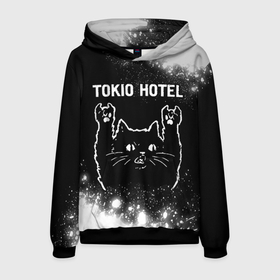 Мужская толстовка 3D с принтом Tokio Hotel   Rock Cat , 100% полиэстер | двухслойный капюшон со шнурком для регулировки, мягкие манжеты на рукавах и по низу толстовки, спереди карман-кенгуру с мягким внутренним слоем. | band | hotel | metal | paint | rock | tokio | tokio hotel | брызги | группа | кот | краска | отель | рок | рок кот | токио
