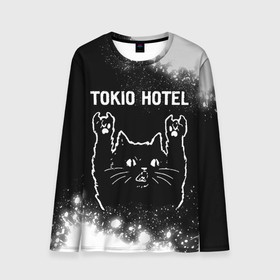 Мужской лонгслив 3D с принтом Tokio Hotel   Rock Cat в Белгороде, 100% полиэстер | длинные рукава, круглый вырез горловины, полуприлегающий силуэт | band | hotel | metal | paint | rock | tokio | tokio hotel | брызги | группа | кот | краска | отель | рок | рок кот | токио