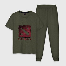 Мужская пижама хлопок с принтом Dota 2 (Doka 2) в Петрозаводске, 100% хлопок | брюки и футболка прямого кроя, без карманов, на брюках мягкая резинка на поясе и по низу штанин
 | doka | doka2 | dota | dota2 | gamer | дока | дока2 | дота | дота2