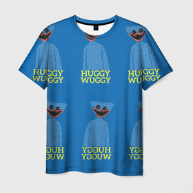 Мужская футболка 3D с принтом Huggy Wuggy текстура в Екатеринбурге, 100% полиэфир | прямой крой, круглый вырез горловины, длина до линии бедер | huggy wuggy | poppy playtime | survival horror | игрушка хаги ваги | ужастик | хагиваги