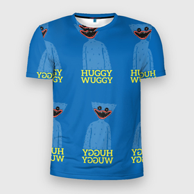 Мужская футболка 3D Slim с принтом Huggy Wuggy текстура в Екатеринбурге, 100% полиэстер с улучшенными характеристиками | приталенный силуэт, круглая горловина, широкие плечи, сужается к линии бедра | huggy wuggy | poppy playtime | survival horror | игрушка хаги ваги | ужастик | хагиваги