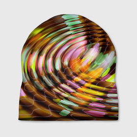 Шапка 3D с принтом Цветные круги на воде в Новосибирске, 100% полиэстер | универсальный размер, печать по всей поверхности изделия | abstraction | circles | color | vanguard | wave | абстракция | авангард | волна | круги | цвет