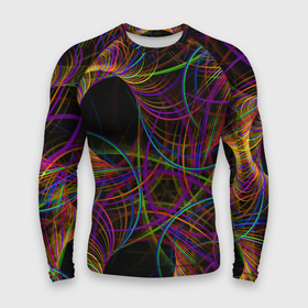 Мужской рашгард 3D с принтом Deep black space and wormholes ,  |  | abstraction | fashion | neon | pattern | vanguard | абстракция | авангард | мода | неон | узор