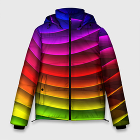Мужская зимняя куртка 3D с принтом Color line neon pattern   Abstraction   Summer 2023 в Екатеринбурге, верх — 100% полиэстер; подкладка — 100% полиэстер; утеплитель — 100% полиэстер | длина ниже бедра, свободный силуэт Оверсайз. Есть воротник-стойка, отстегивающийся капюшон и ветрозащитная планка. 

Боковые карманы с листочкой на кнопках и внутренний карман на молнии. | Тематика изображения на принте: abstraction | color | fashion | line | neon | pattern | stripe | summer | абстракция | лето | линия | мода | неон | полоса | узор | цвет