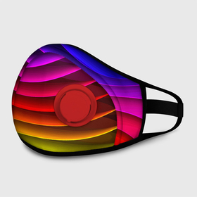Маска из неопрена с принтом Color line neon pattern   Abstraction   Summer 2023 в Новосибирске, неопрен 100% | Форма огибающая нос. Резинки для ушей с дополнительной резинкой на затылке. Клапан для выдоха для активного дыхания при занятиях спортом. Эластичный материал маски и окантовки для лучшего растяжения и прилегания маски.  | Тематика изображения на принте: abstraction | color | fashion | line | neon | pattern | stripe | summer | абстракция | лето | линия | мода | неон | полоса | узор | цвет