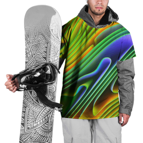 Накидка на куртку 3D с принтом Цветные неоновые полосы   Абстракция   Color neon pattern   Abstraction в Тюмени, 100% полиэстер |  | abstraction | bending | color | neon | pattern | stripe | wave | абстракция | волна | изгиб | неон | полоса | цвет