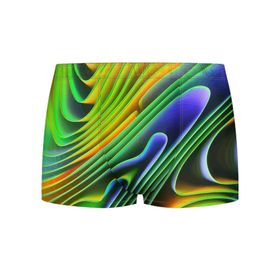 Мужские трусы 3D с принтом Цветные неоновые полосы   Абстракция   Color neon pattern   Abstraction , 50% хлопок, 50% полиэстер | классическая посадка, на поясе мягкая тканевая резинка | Тематика изображения на принте: abstraction | bending | color | neon | pattern | stripe | wave | абстракция | волна | изгиб | неон | полоса | цвет