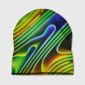 Шапка 3D с принтом Цветные неоновые полосы   Абстракция   Color neon pattern   Abstraction в Белгороде, 100% полиэстер | универсальный размер, печать по всей поверхности изделия | abstraction | bending | color | neon | pattern | stripe | wave | абстракция | волна | изгиб | неон | полоса | цвет