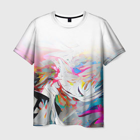 Мужская футболка 3D с принтом Light vibe в Белгороде, 100% полиэфир | прямой крой, круглый вырез горловины, длина до линии бедер | abstraction | black | bright | brush | colors | splashes | vibe | абстракция | брызги | вайб | краски | разноцветный | рисунок | фееричный | цвета | экспрессия