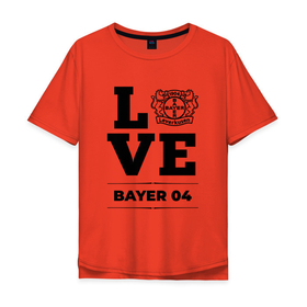 Мужская футболка хлопок Oversize с принтом Bayer 04 Love Классика в Екатеринбурге, 100% хлопок | свободный крой, круглый ворот, “спинка” длиннее передней части | bayer | bayer 04 | club | football | leverkusen | logo | love | баер | клуб | леверкузен | лого | мяч | символ | спорт | футбол | футболист | футболисты | футбольный