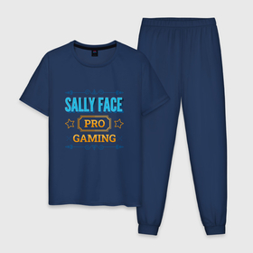 Мужская пижама хлопок с принтом Sally Face PRO Gaming в Курске, 100% хлопок | брюки и футболка прямого кроя, без карманов, на брюках мягкая резинка на поясе и по низу штанин
 | face | logo | pro | sally | sally face | игра | игры | лого | логотип | салли | символ | фейс