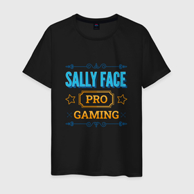 Мужская футболка хлопок с принтом Sally Face PRO Gaming в Курске, 100% хлопок | прямой крой, круглый вырез горловины, длина до линии бедер, слегка спущенное плечо. | Тематика изображения на принте: face | logo | pro | sally | sally face | игра | игры | лого | логотип | салли | символ | фейс