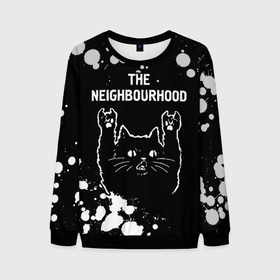 Мужской свитшот 3D с принтом The Neighbourhood   Rock Cat , 100% полиэстер с мягким внутренним слоем | круглый вырез горловины, мягкая резинка на манжетах и поясе, свободная посадка по фигуре | band | metal | neighbourhood | paint | rock | the | the neighbourhood | брызги | группа | кот | краска | нэйборхуд | рок | рок кот
