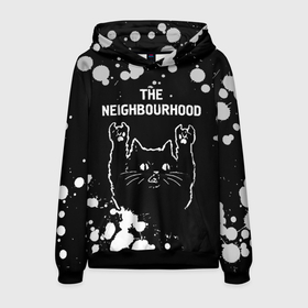 Мужская толстовка 3D с принтом The Neighbourhood   Rock Cat , 100% полиэстер | двухслойный капюшон со шнурком для регулировки, мягкие манжеты на рукавах и по низу толстовки, спереди карман-кенгуру с мягким внутренним слоем. | band | metal | neighbourhood | paint | rock | the | the neighbourhood | брызги | группа | кот | краска | нэйборхуд | рок | рок кот