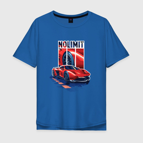 Мужская футболка хлопок Oversize с принтом No Limit   Нет Предела , 100% хлопок | свободный крой, круглый ворот, “спинка” длиннее передней части | car | maslcar | red car | гонка | красная машина | крутая тачка | суперкар | ферари