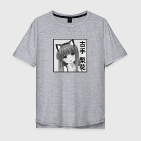 Мужская футболка хлопок Oversize с принтом Рика Фурудэ в Петрозаводске, 100% хлопок | свободный крой, круглый ворот, “спинка” длиннее передней части | anime | higurashi no naku koro ni | rika furude | аниме | анимэ | когда плачут цикады | рика фурудэ