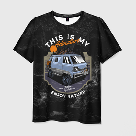 Мужская футболка 3D с принтом Авто  для путешествий в Екатеринбурге, 100% полиэфир | прямой крой, круглый вырез горловины, длина до линии бедер | car | авто | автобус | автомобиль | пикап | путешествией