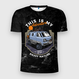 Мужская футболка 3D Slim с принтом Авто  для путешествий в Тюмени, 100% полиэстер с улучшенными характеристиками | приталенный силуэт, круглая горловина, широкие плечи, сужается к линии бедра | car | авто | автобус | автомобиль | пикап | путешествией