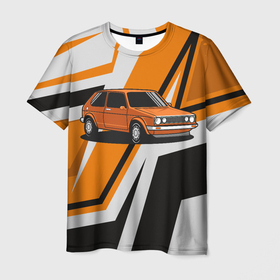 Мужская футболка 3D с принтом Оранжевая  классика авто в Белгороде, 100% полиэфир | прямой крой, круглый вырез горловины, длина до линии бедер | авто | автомобиль | классика | машина | оранжевая машина | оранжевый авто