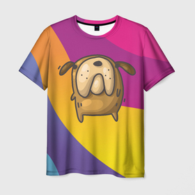 Мужская футболка 3D с принтом Маленькая забавная собачка в Белгороде, 100% полиэфир | прямой крой, круглый вырез горловины, длина до линии бедер | маленькая собачка | пес | песик | собака | собачка | щенок