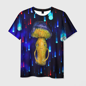 Мужская футболка 3D с принтом Гриб Fantasy в Петрозаводске, 100% полиэфир | прямой крой, круглый вырез горловины, длина до линии бедер | гриб | гриб с глазами | грибной | психоделика | психоделический
