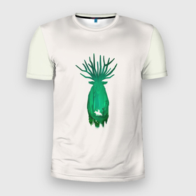 Мужская футболка 3D Slim с принтом Mononoke Princess , 100% полиэстер с улучшенными характеристиками | приталенный силуэт, круглая горловина, широкие плечи, сужается к линии бедра | Тематика изображения на принте: art | ghibli | аниме | дух | лес | олень | хаяо миядзаки