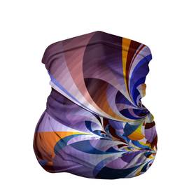 Бандана-труба 3D с принтом оранжево   голубой фрактал в Курске, 100% полиэстер, ткань с особыми свойствами — Activecool | плотность 150‒180 г/м2; хорошо тянется, но сохраняет форму | abstraction | color | fashion | neon | pattern | абстракция | мода | неон | узор | цвет