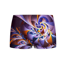 Мужские трусы 3D с принтом оранжево   голубой фрактал в Курске, 50% хлопок, 50% полиэстер | классическая посадка, на поясе мягкая тканевая резинка | abstraction | color | fashion | neon | pattern | абстракция | мода | неон | узор | цвет