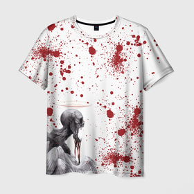 Мужская футболка 3D с принтом Смерти подобно   кричит и кровь изо рта в Белгороде, 100% полиэфир | прямой крой, круглый вырез горловины, длина до линии бедер | демон | кровь | падший ангел | череп