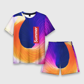 Мужской костюм с шортами 3D с принтом Цветная волна  Summer ,  |  | Тематика изображения на принте: abstraction | color | fashion | summer | wave | абстракция | волна | лето | мода | цвет
