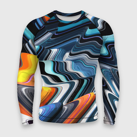 Мужской рашгард 3D с принтом Abstraction expressive pattern ,  |  | abstraction | color | expressionism | pattern | stripe | абстракция | полоса | узор | цвет | экспрессия