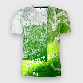 Мужская футболка 3D Slim с принтом Green street art в Кировске, 100% полиэстер с улучшенными характеристиками | приталенный силуэт, круглая горловина, широкие плечи, сужается к линии бедра | green | street | street art | urban | urban style | абстрактное | абстракция | бэкграунд | геометрия | город | граффити | зеленый | искусство | краска | прямоугольник | салатовый | стена | стрелка | стрит арт | улица