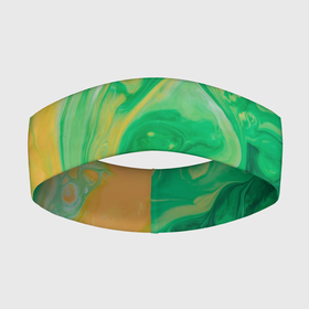 Повязка на голову 3D с принтом Зелено оранжевая абстракция в Кировске,  |  | абстрактное | абстракционизм | абстракция | акварель | жидкость | зеленый | искусство | круг | оранжевый | пятно | текстура | узор | цвет