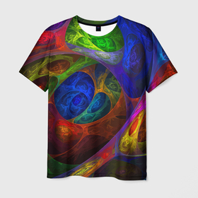 Мужская футболка 3D с принтом Абстрактная мультивселенная паттерн   Abstraction в Курске, 100% полиэфир | прямой крой, круглый вырез горловины, длина до линии бедер | abstraction | color | fashion | neon | pattern | абстракция | мода | неон | узор | цвет