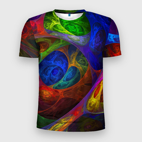 Мужская футболка 3D Slim с принтом Абстрактная мультивселенная паттерн   Abstraction в Кировске, 100% полиэстер с улучшенными характеристиками | приталенный силуэт, круглая горловина, широкие плечи, сужается к линии бедра | abstraction | color | fashion | neon | pattern | абстракция | мода | неон | узор | цвет