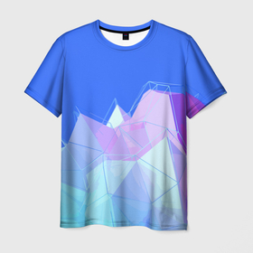 Мужская футболка 3D с принтом Pink ice   Abstractiom   Geometry , 100% полиэфир | прямой крой, круглый вырез горловины, длина до линии бедер | abstraction | geometry | ice | sky | абстракция | геометрия | лёд | небо