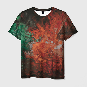 Мужская футболка 3D с принтом Размытые краски (цветная абстракция) в Тюмени, 100% полиэфир | прямой крой, круглый вырез горловины, длина до линии бедер | abstract | colors | green | red | абстрактная | абстрактные | абстракция | зеленый | краски | красный | цвета