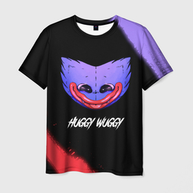 Мужская футболка 3D с принтом ХАГИ ВАГИ | Краска   FS в Кировске, 100% полиэфир | прямой крой, круглый вырез горловины, длина до линии бедер | head | huggy | hugy | logo | playtime | poppy | wuggy | wugy | ваги | голова | игра | игры | краска | лицо | лого | плейтайм | поппи | рожица | символ | ужасы | хаги | хаги ваги