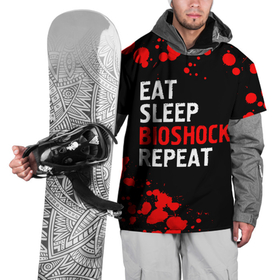 Накидка на куртку 3D с принтом Eat Sleep BioShock Repeat | Краска в Кировске, 100% полиэстер |  | bioshock | eat sleep bioshock repeat | logo | paint | биошок | брызги | игра | игры | краска | лого | логотип | символ