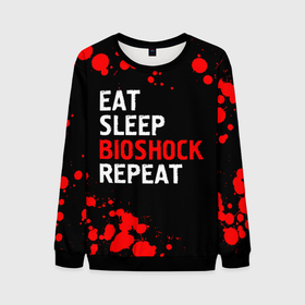 Мужской свитшот 3D с принтом Eat Sleep BioShock Repeat | Краска в Кировске, 100% полиэстер с мягким внутренним слоем | круглый вырез горловины, мягкая резинка на манжетах и поясе, свободная посадка по фигуре | bioshock | eat sleep bioshock repeat | logo | paint | биошок | брызги | игра | игры | краска | лого | логотип | символ