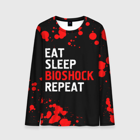 Мужской лонгслив 3D с принтом Eat Sleep BioShock Repeat | Краска в Екатеринбурге, 100% полиэстер | длинные рукава, круглый вырез горловины, полуприлегающий силуэт | bioshock | eat sleep bioshock repeat | logo | paint | биошок | брызги | игра | игры | краска | лого | логотип | символ