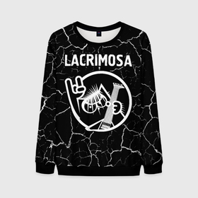 Мужской свитшот 3D с принтом Lacrimosa   КОТ   Трещины , 100% полиэстер с мягким внутренним слоем | круглый вырез горловины, мягкая резинка на манжетах и поясе, свободная посадка по фигуре | band | lacrimosa | metal | rock | группа | кот | лакримоза | мрамор | рок | трещины