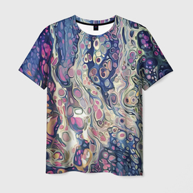 Мужская футболка 3D с принтом Не смешавшиеся краски (abstract pattern) в Новосибирске, 100% полиэфир | прямой крой, круглый вырез горловины, длина до линии бедер | абстрактная | абстракция | краски | не смешавшиеся | фокус | цвета | цветная