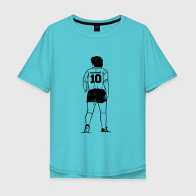 Мужская футболка хлопок Oversize с принтом Диего Марадона номер 10 в Новосибирске, 100% хлопок | свободный крой, круглый ворот, “спинка” длиннее передней части | 10 | argentina | armando | diego | football | maradona | number | аргентина | армандо | десятка | десять | марадона арт | марадонна | рисунок марадоны | футбол | футболист