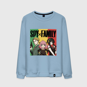 Мужской свитшот хлопок с принтом Семья шпиона на цветном фоне (Spy x Family) , 100% хлопок |  | anime | anime series | family | spy | аниме | аниме сериал | девочка с розовыми волосами | семья | шпионы